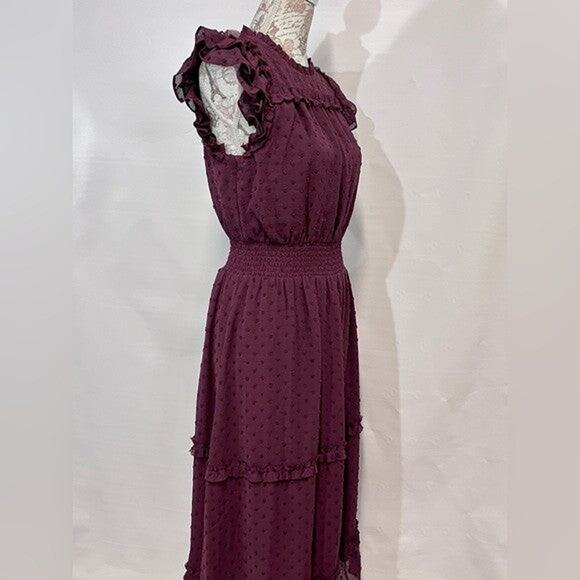 Cece Ruffled Swiss Dot Midi Dress - S - Picture 6 of 7